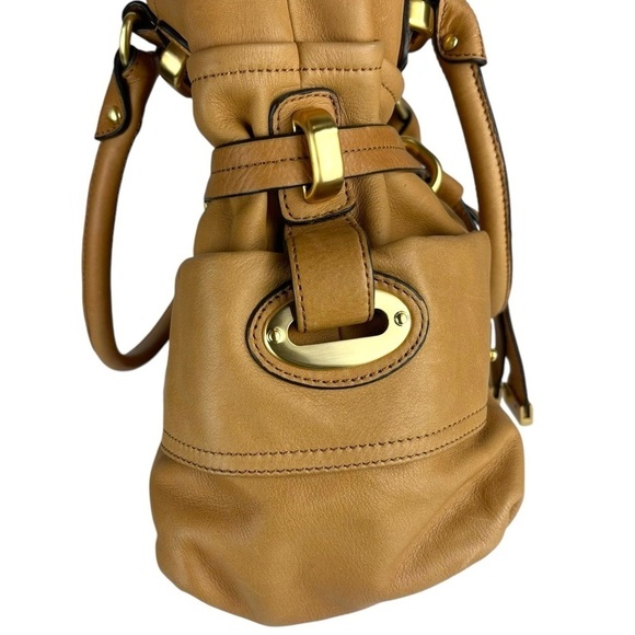 B. MAKOWSKY EDEN CAMEL TAN PEBBLED LEATHER SLOUCHY OVERSIZED SHOPPER TOTE BAG - Picture 8 of 15